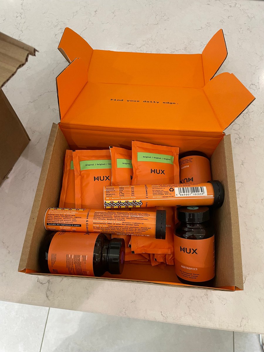 LeeDavyMartin's tweet photo. @HUXhealth your product is great but please be conscious of the packaging. Just received 5 boxes when 1 would have worked. https://t.co/69p8AQbmCn
