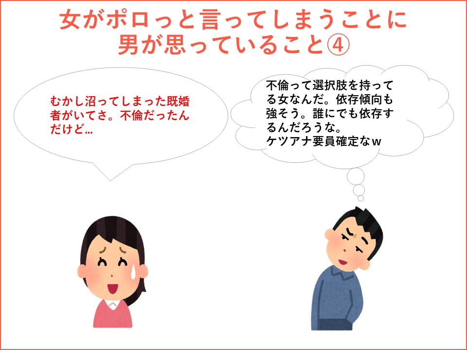 matchingtara's tweet photo. 恋愛において「女がポロっと言ってしまうことに男が思っていること」

大事にされたいなら事実でも余計なこと言わない方がいい。 https://t.co/eW5iM4gzEM