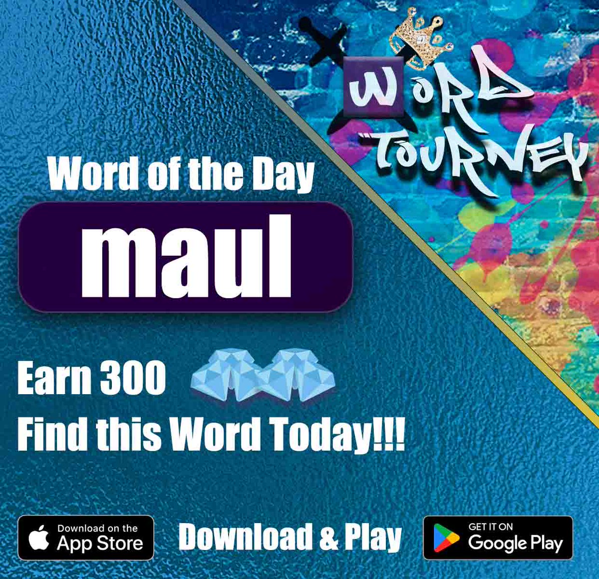 WordTourney's tweet photo. Find the Word of the Day as many times as you can, earn 300 diamonds and rack up on 💎💎💎 each time!!!

Download &amp; Play
App Store: https://t.co/QHmpDg0Slq
Google Play: https://t.co/3CiKgi7cST

#WordOfTheDay #WordTourney #wordoftheday #puzzle #tourney #wordgames #wordpuzzle https://t.co/EnfAFJuHXn