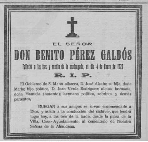 Tal día como hoy se acababa lo que se daba. #4deEnero #BenitoPerezGaldos #Efemerides