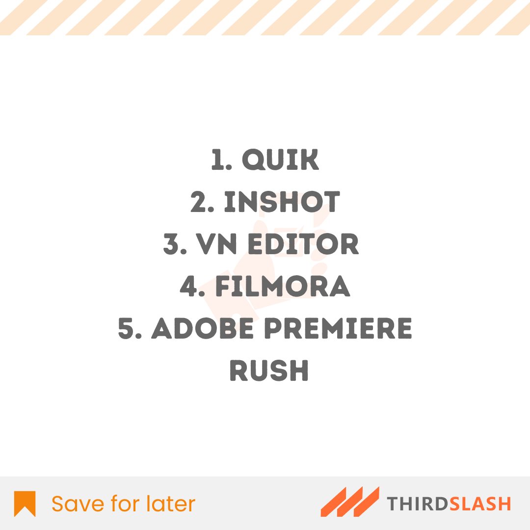 ThirdSlash's tweet image. While there are several apps in the market, we have compiled a list of the five best apps you should consider. Hope this information was helpful. Save the post for later.💯 🙌 

#videoediting #videoeditingapp #videoeditingapps #editingtools #videoeditingtools #instagramediting