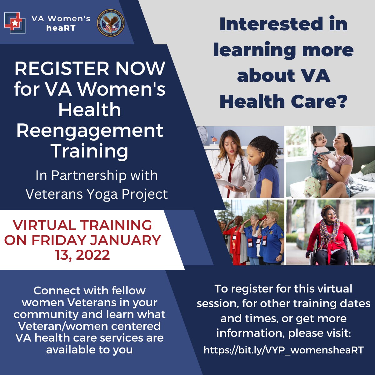 VeteransYoga's tweet photo. We are teaming up with @DeptVetAffairs to help you gain a better understanding of how VA &amp; VYP can support you.  
A virtual women-only, one-time, 4-hour session. To register: https://t.co/zTh0LYlEWs

#WomenVeterans #WomenSupportingWomen #VetsSupportingVets #VYPFamily https://t.co/DrA67nfsf6