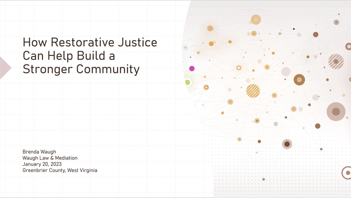 Today I'll be working on materials for the upcoming free online seminar on restorative justice for Greenbrier County, WV   Session is 1:30-2:30 p.m. on January 20 and registration info will follow #restorativejustice #lewisburgwv #freecle #wvattorney #greenbriercounty