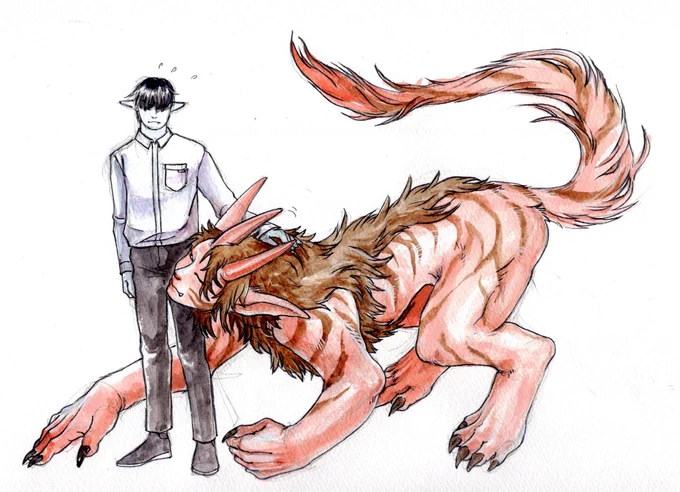 #新春私の作品広まれ祭りアナログ人外描き描きマンです。もっと絵を見てくれる寛大な方はサイトに飛んでみて下さい。 
