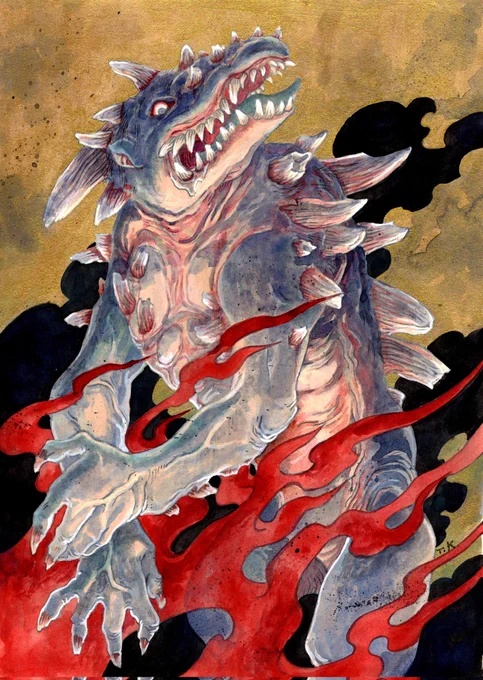 #新春私の作品広まれ祭りアナログ人外描き描きマンです。もっと絵を見てくれる寛大な方はサイトに飛んでみて下さい。 