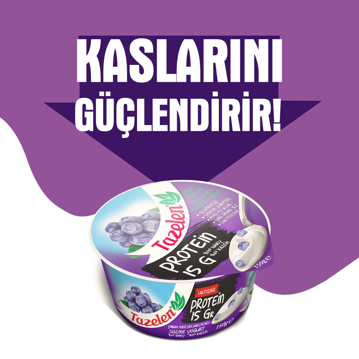 Tazelen's tweet photo. Hem protein hem meyve! İkisi bir kasede buluştu. Kendine hafif öğünler yaratmak Tazelen Yaban Mersinli Süzme Yoğurt ile artık çok kolay.
#tazelen #süzmeyoğurt #wheyprotein https://t.co/0OJNg0le0x