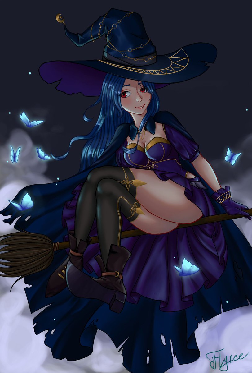 Flyree8's tweet photo. The witch of the Scarlet Moon, anyone who meets her will remember scarlet eyes filled with cheerful light and dark strands of hair, like a blanket of night

#art #digitalart #witch #night #drawing #butterfly #illustration https://t.co/hJVBvMGkay