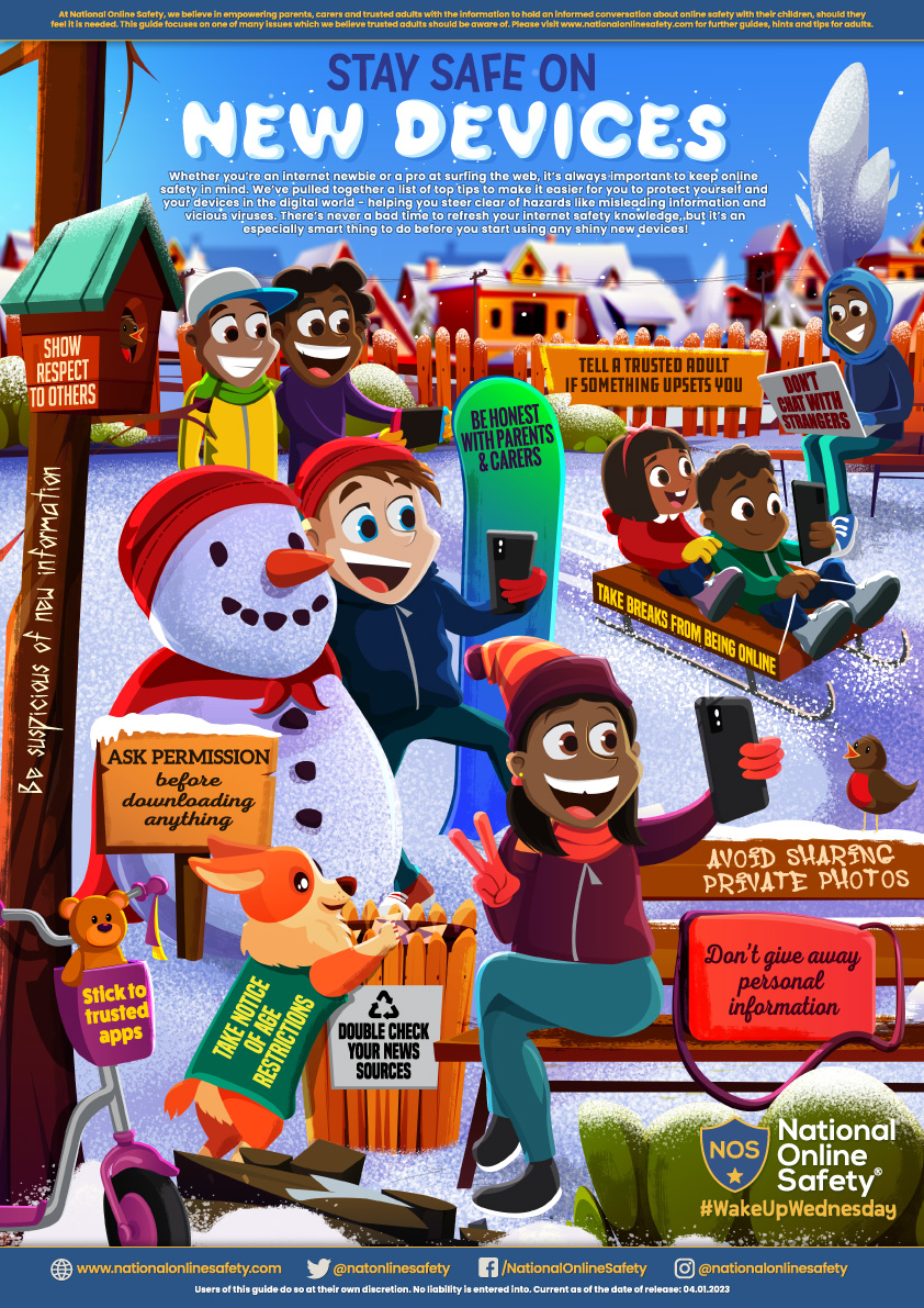 Happy new year! 🥳🔔 There are some timely reminders for children and young people about the basics of #OnlineSafety in our first #WakeUpWednesday guide of 2023. Let’s start the year how we intend to go through it – safely! 🛡

Download >> bit.ly/3GzSzep
