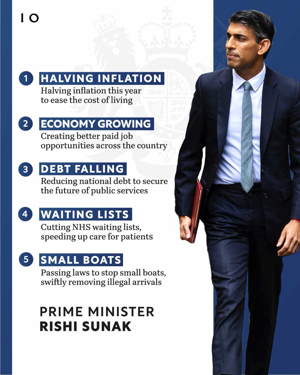 As your Prime Minister you need to know what my focus will be, so you can hold me to account directly on whether it is delivered. These are my five promises 👇