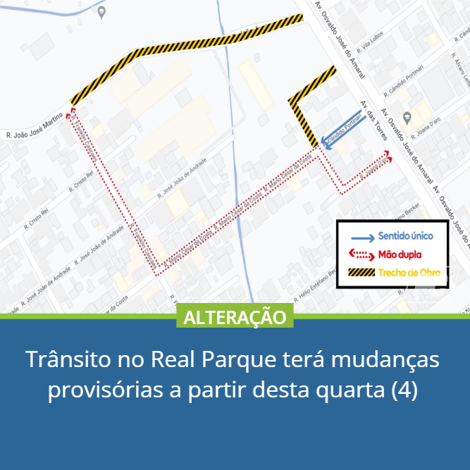 pdcSaoJose's tweet photo. Trânsito no Real Parque terá mudanças provisórias a partir desta quarta (4)

https://t.co/Edv5xQh2wo

#Noticias #PortaldaCidade #PortaldaCidadeSaoJose #NoticiasSaoJose #SaoJoseSC #SantaCatarina #Transito https://t.co/NaqrpHvJXE