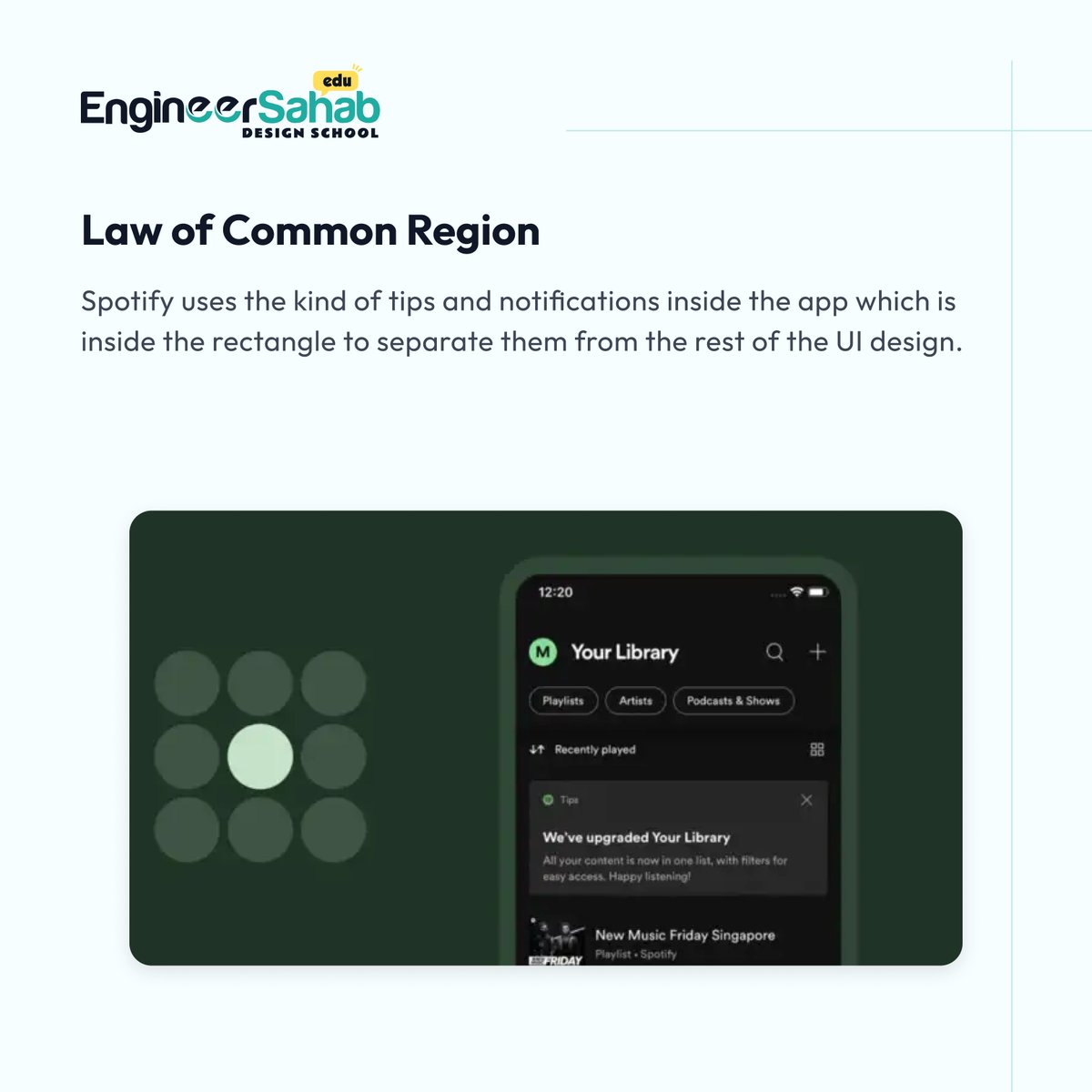 Laws of UX design that Spotify’s Interface Follows.
(Part-2)

#uxlaws #lawsofux #uxtools #uivocabulary #uiuxterms #uxtools #learnux #uiuxdesign #uxuidesigners #student #userinterface #learning #dailyui #learndesign #ui #uxtips #engineersahab #engineersahabedu #indore