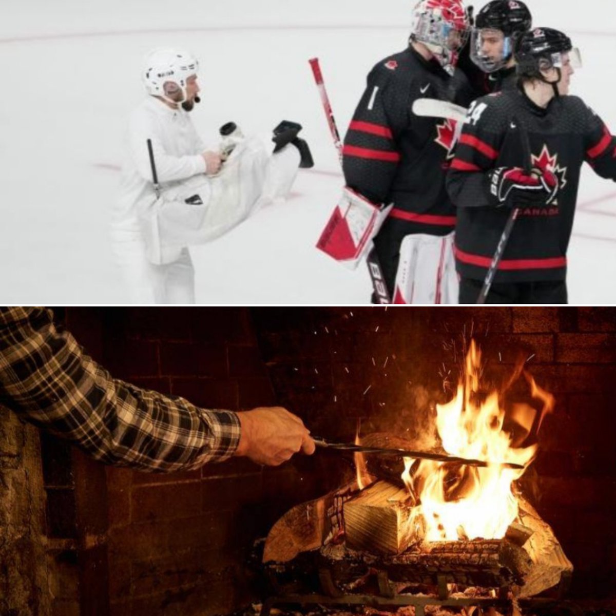 PureCountry927's tweet image. Who's more iconic??? The Camouflage world juniors Cameraman or the Arm from the fireplace station??? #CanadianLegends 🤣 - Chase @Husseyfm