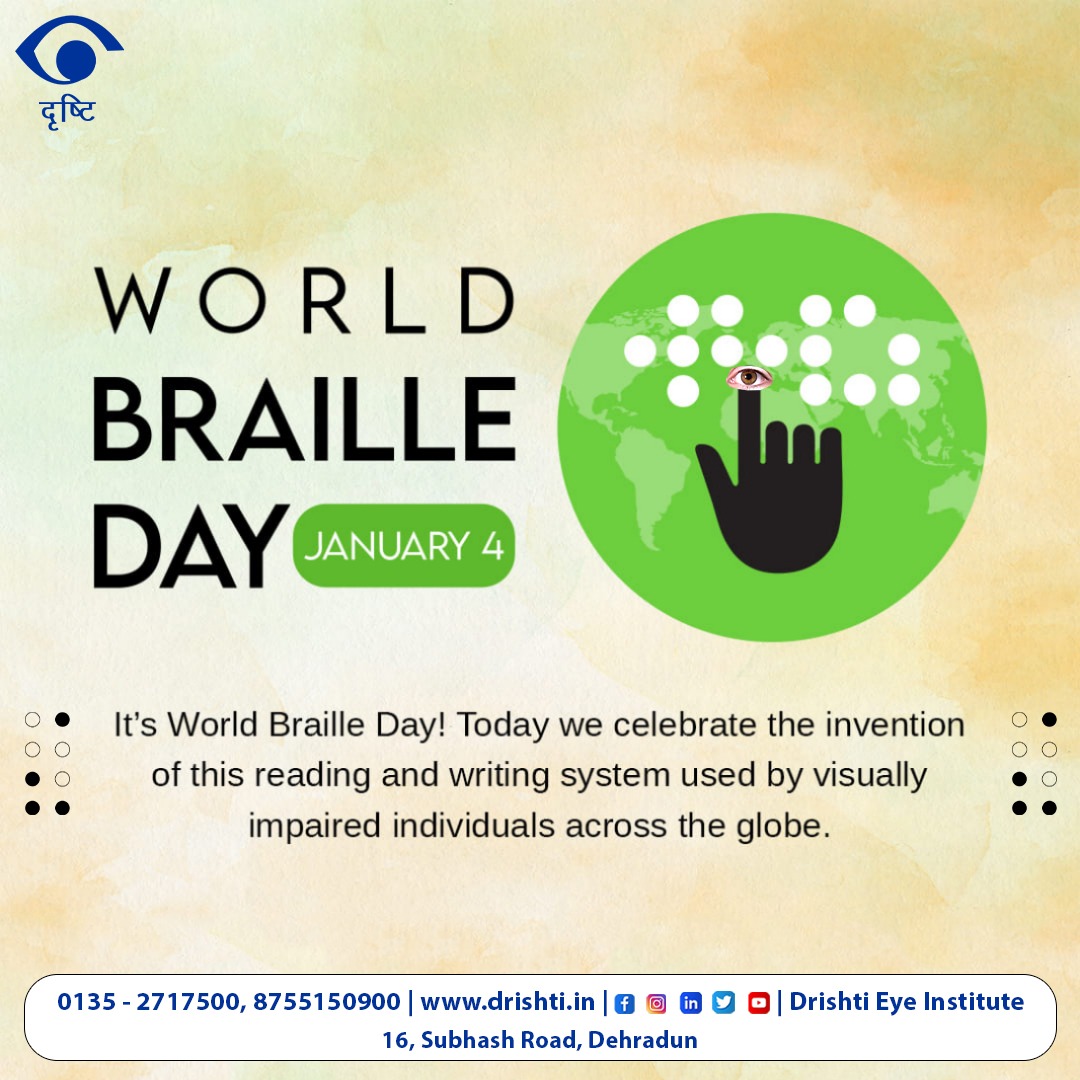 DrishtiEyeInst's tweet image. #Braille is not just a #language, it is like a code that can be translated into various other languages.
As we celebrate this day, we should thank #LouisBraille for opening a whole new world for people with #visualimpairments.
#drishtidehradun #drishtieyeinstitute #brailleday2023