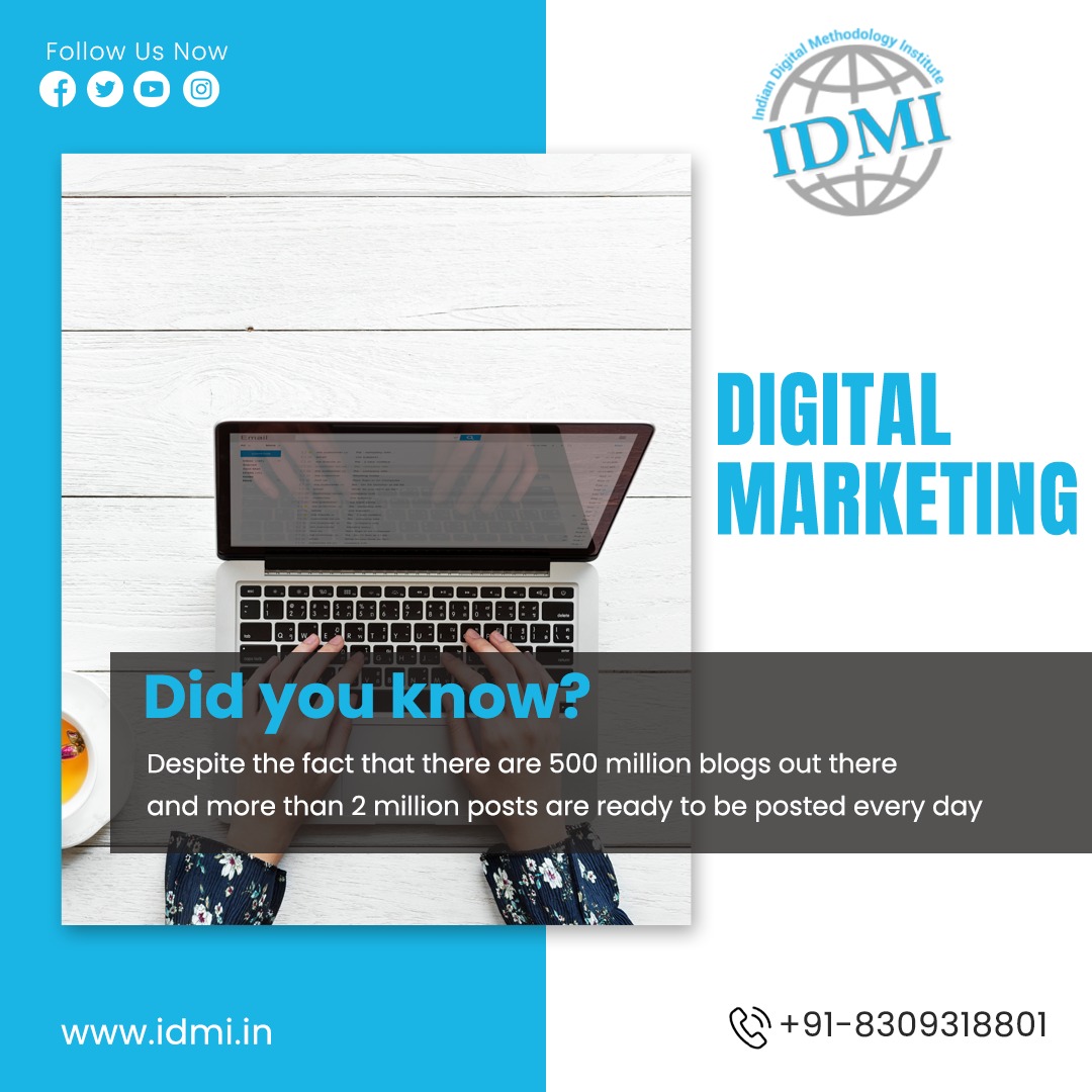 IdmiOfficial's tweet photo. Blogging is still a key component of most marketers' digital marketing plans. 
For more interesting facts, follow us now.

https://t.co/qQvZeut6L9
admin@idmi.in

#DigitalMarketing #bestinstitute #courses #training #careergrowth #tips #facts https://t.co/8V7txLZAFi