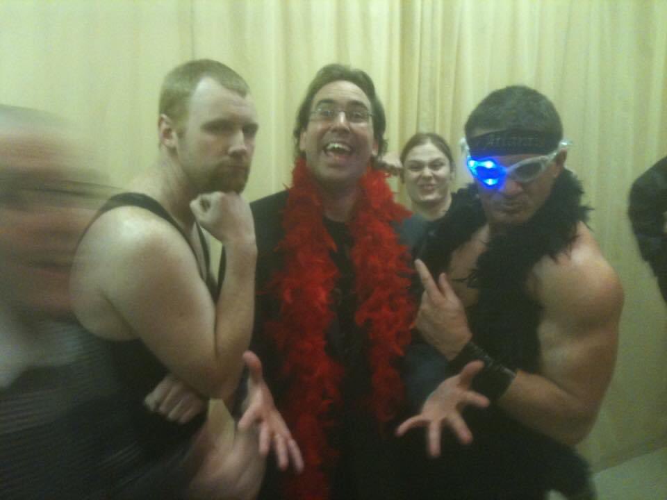 MCWBrantford's tweet photo. Should I bust out the boa again @OfSwole? #FirstShowVibes #Wrestling #BehindTheScenes #BuyInMarkOut https://t.co/D7ksq6Bkxf
