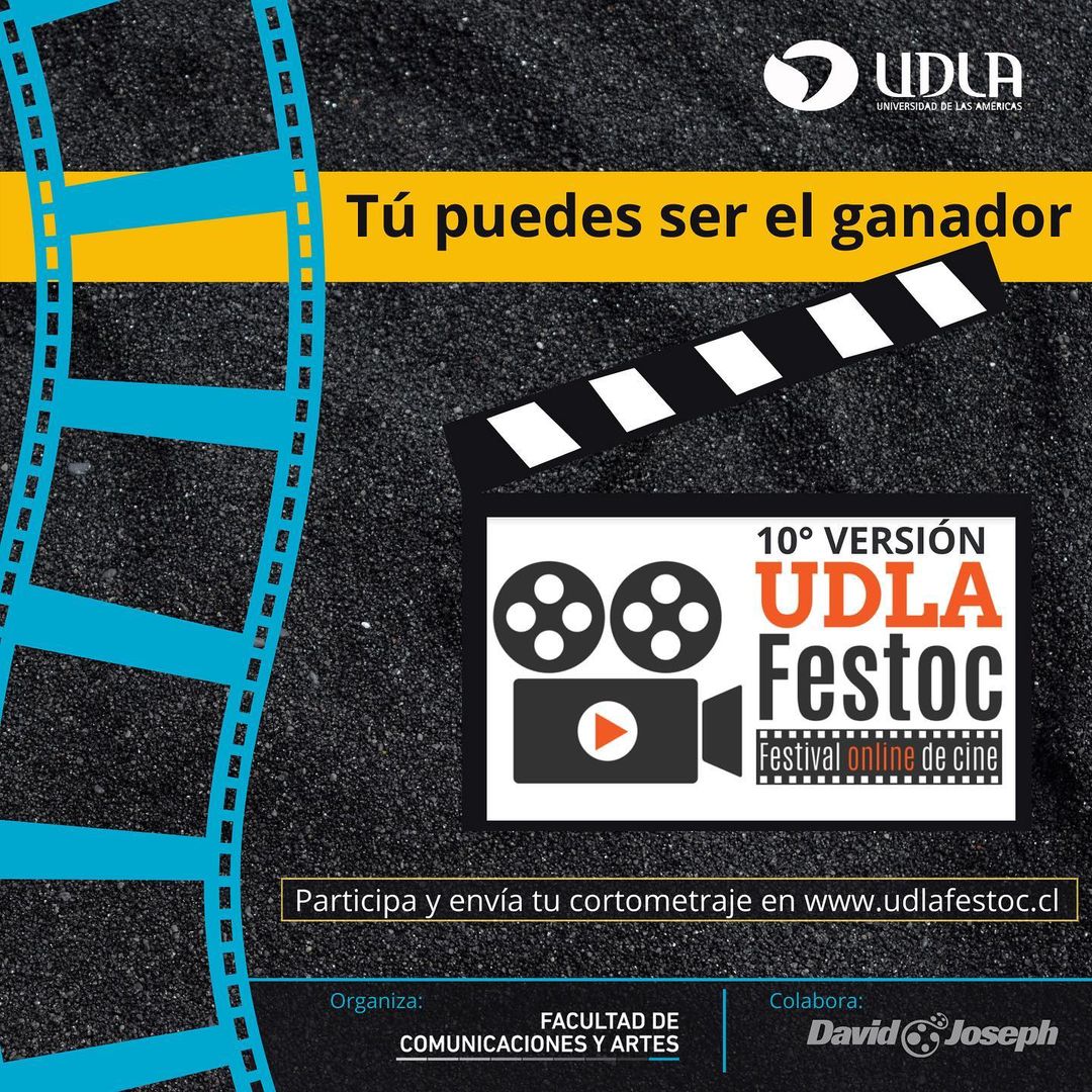 UDLA_CL's tweet photo. 🎞Te recordamos que hasta el 15 de enero está abierta la convocatoria para el Festival Online de Cortometrajes #UDLAFestoc 
👉¿Estudias alguna carrera del área audiovisual, o eres animador digital, amante del cine o joven realizador? ¡Participa!
👉Bases: https://t.co/Gem4eYAY01 https://t.co/xnDJYLzjg1