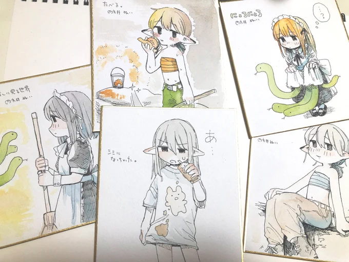 コミティアで売る予定の小さい色紙描いた かわいい 