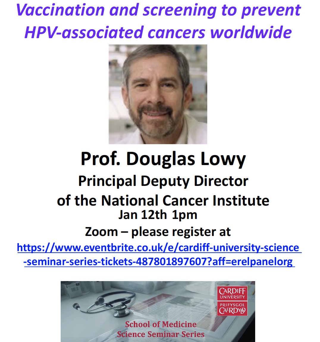 Systems Immunity Research Institute (@cusystemsimmu) on Twitter photo Science Seminar with Prof. Douglas Lowy <a href="/NCIDrDougLowy/">Dr. Doug Lowy</a>, Principal Deputy Director of <a href="/theNCI/">National Cancer Institute</a>, on Jan 12th 8am EST/1pm London: Vaccination and screening to prevent HPV-associated cancers worldwide. Register at eventbrite.co.uk/e/cardiff-univā¦
@NCIResearchCtr <a href="/CUBLSResearch/">CU BLS Research</a> <a href="/DCGResearch/">Division of Cancer & Genetics</a> Science Seminar with Prof. Douglas Lowy <a href="/NCIDrDougLowy/">Dr. Doug Lowy</a>, Principal Deputy Director of <a href="/theNCI/">National Cancer Institute</a>, on Jan 12th 8am EST/1pm London: Vaccination and screening to prevent HPV-associated cancers worldwide. Register at eventbrite.co.uk/e/cardiff-univā¦
@NCIResearchCtr <a href="/CUBLSResearch/">CU BLS Research</a> <a href="/DCGResearch/">Division of Cancer & Genetics</a>