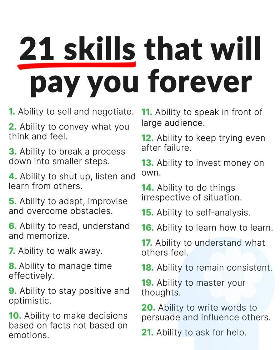 JamesCPeters's tweet image. 21 skills that will pay you forever: