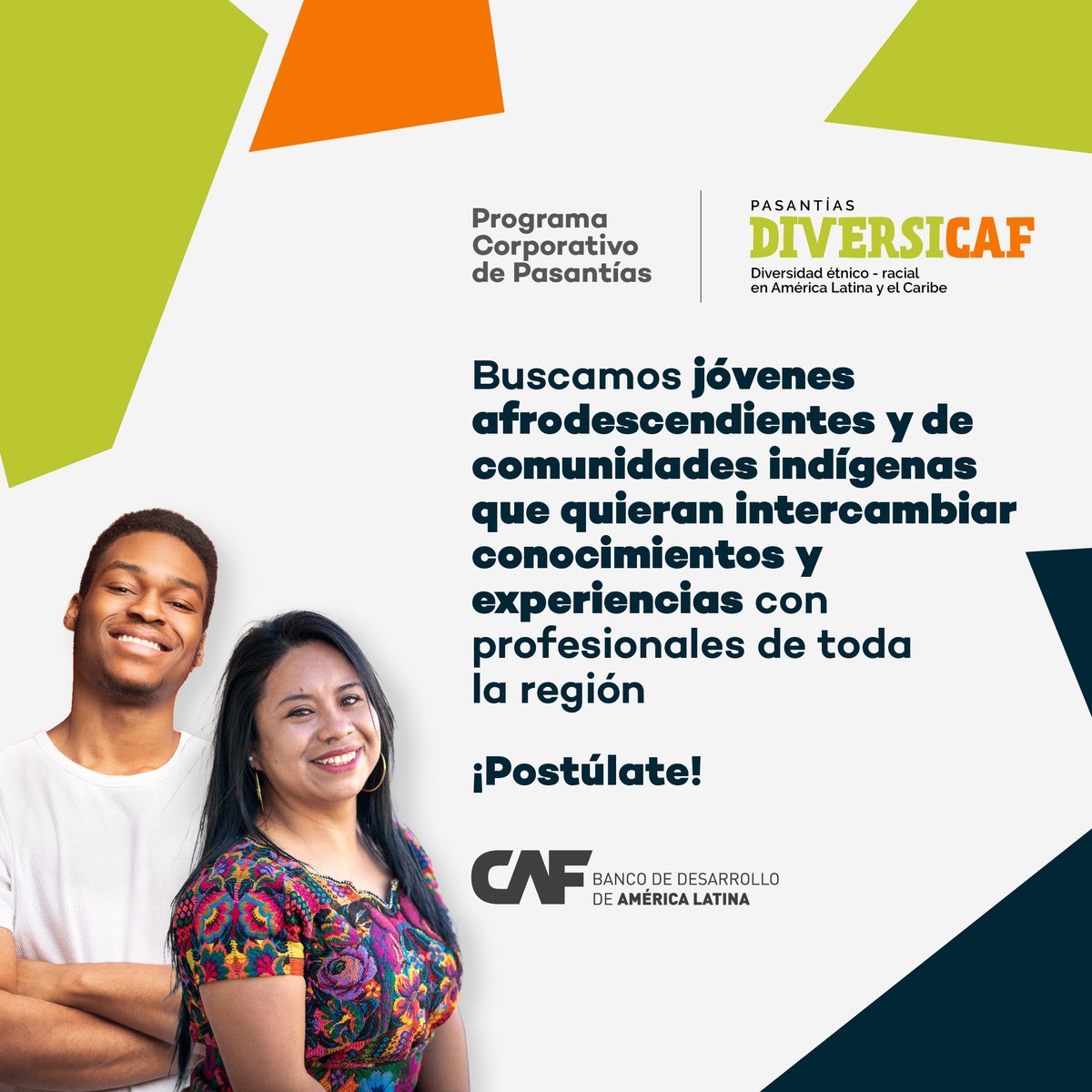 AgendaCAF's tweet photo. ¿Aún no conoces #DiversiCAF? 🤔

🧑🏾‍🦱👩🏽‍🦱 Es un nuevo capítulo en nuestro programa de pasantías dirigido a jóvenes afrodescendientes e indígenas motivados a trabajar por el desarrollo de la región.

¡Tú puedes ser parte! 👉 https://t.co/5WbYXuxwNy https://t.co/eUauCStxMr