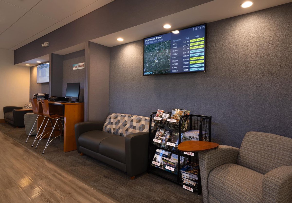 RaleighExec's tweet photo. Home Sweet Home! Thanks to Jim Sink Photography for sending us #RaleighExec terminal photos to share! We'll post more over the next few weeks so you can visit virtually, even if you've not been here yet in person.

#RaleighExecTerminal #airport #KTTA #TriangleDelivers @NCAviation https://t.co/nxqEs8bqOg