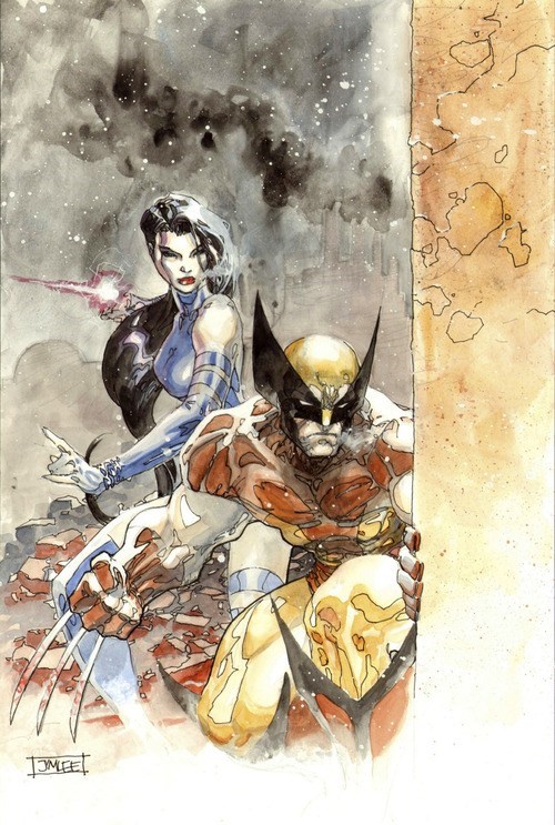 Wolverine and Psylocke doing what they do, courtesy of the one and only <a href="/JimLee/">Jim Lee</a> 
#Marvel #xmen #wolverine #psylocke #jimlee #comics #art