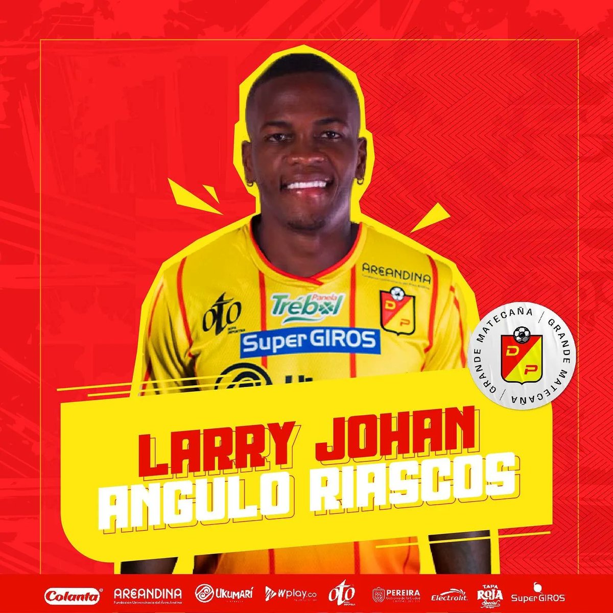 OsadiaSports's tweet photo. @Corpereira confirmó a Larry Angulo como nuevo jugador del equipo para el año 2023, Angulo de 27 años juega de Volante llega procedente del América de Cali y ha pasado por equipos como Dep. Pasto, Figueirense de Brasil, Patriotas, Ind. Medellin, y Equidad
@MaoVidalGarcia https://t.co/Ir1S79ClVD