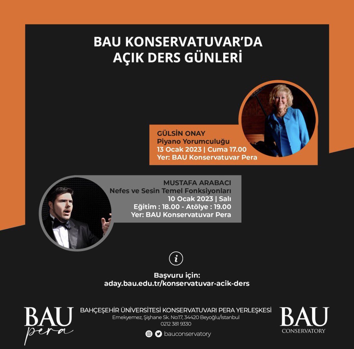 BAU Konservatuvar, sanat eğitimi almak isteyen lise öğrencilerine özel “açık ders” etkinliği düzenliyor!       

Katılmak isteyen herkesi bekliyoruz. 💙🎶 

#AdayBAU #BAUKonservatuvar