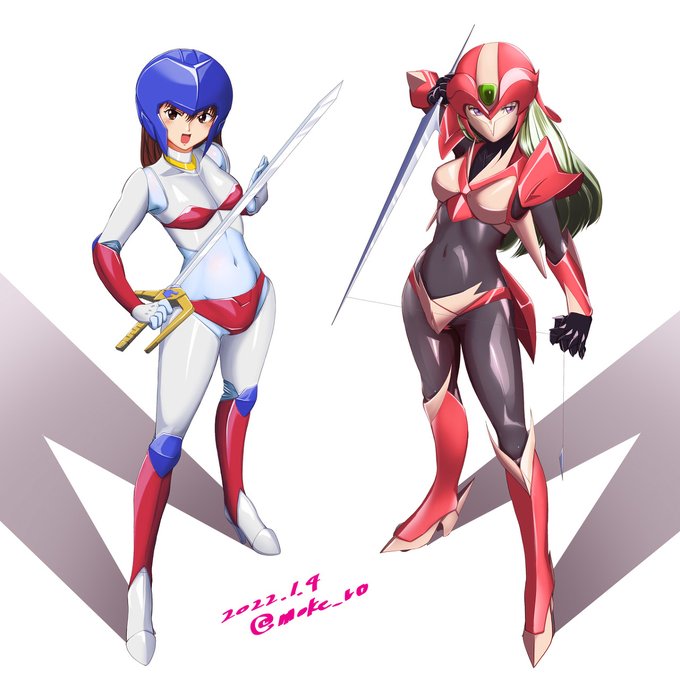 我ら最強!我ら最強! #宇宙の騎士テッカマンブレード #テッカマンレイピア #相羽ミユキ #マシンロボ #クロノスの大逆襲 #レイナ・ストール #ぴっちりスーツ https://t.co/aNO17TQ8dR 