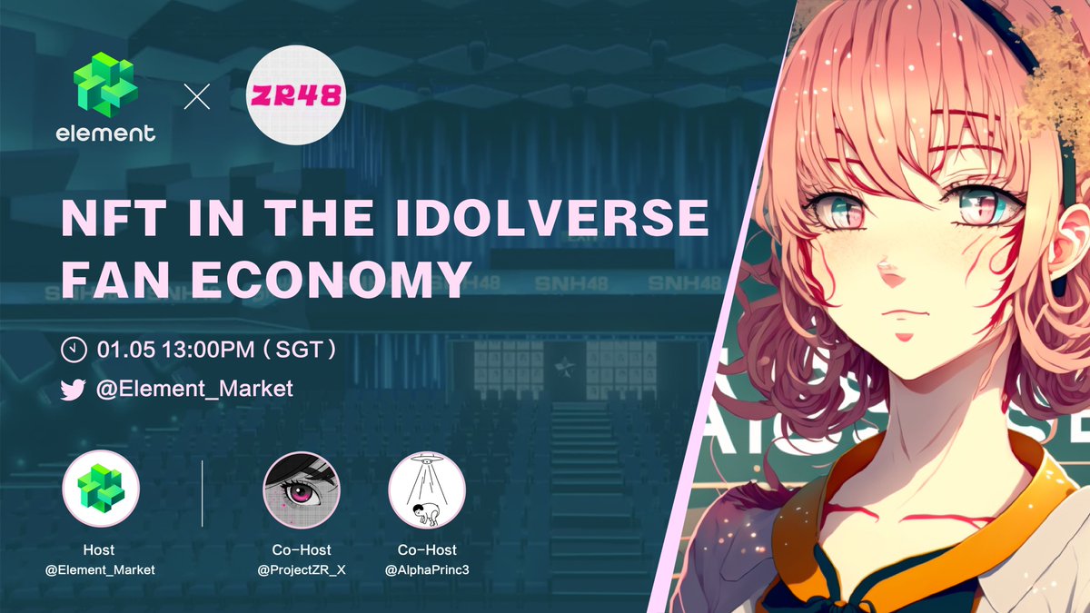 Element_Market's tweet photo. 👏Excited to host AMA with @ProjectZR_X, the first metaverse virtual idol and decentralized IP ecological community.

✅join AMA ⏰Jan.5 13:00pm SGT

📎Link: https://t.co/oWvXqq8rta https://t.co/PRXjS7UZ7m
