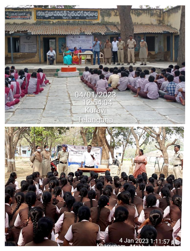 In view of #CyberJagarooktaDiwas, #CyberCellMhbd Police Visited #ZPSS & #TTWRJC of @pskuravi.
Sensitized students on #Financial, #NonFinancial & #SocialMedia #CyberFrauds & their #PrecautionaryMeasures.

@TelanganaCOPs @Telangana4C
@Collector_MBD @spmahabubabad 
@sdpomhbd