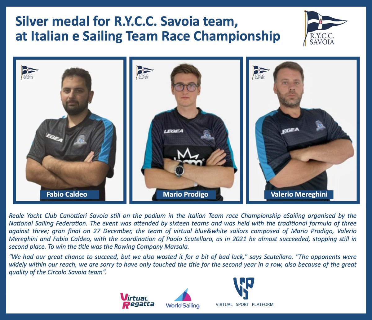 V_SportPlatform's tweet photo. @Virtual_Regatta  @worldsailing  @federvela @sailranks @EsailingTV @eSportsMag_it @TwitchEsports @VirtualRegatta https://t.co/CL45evi7Sz