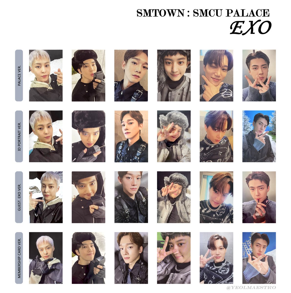 yeolmaestro's tweet photo. EXO SMCU PALACE template photocard list: group (photocards)
겨울 앨범 엑소 포카 리스트 시우민 수호 첸 찬열 카이 세훈 xiumin suho chen chanyeol kai sehun

hq:https://t.co/5bUQ3AQE98 https://t.co/1x9IRpXSsN