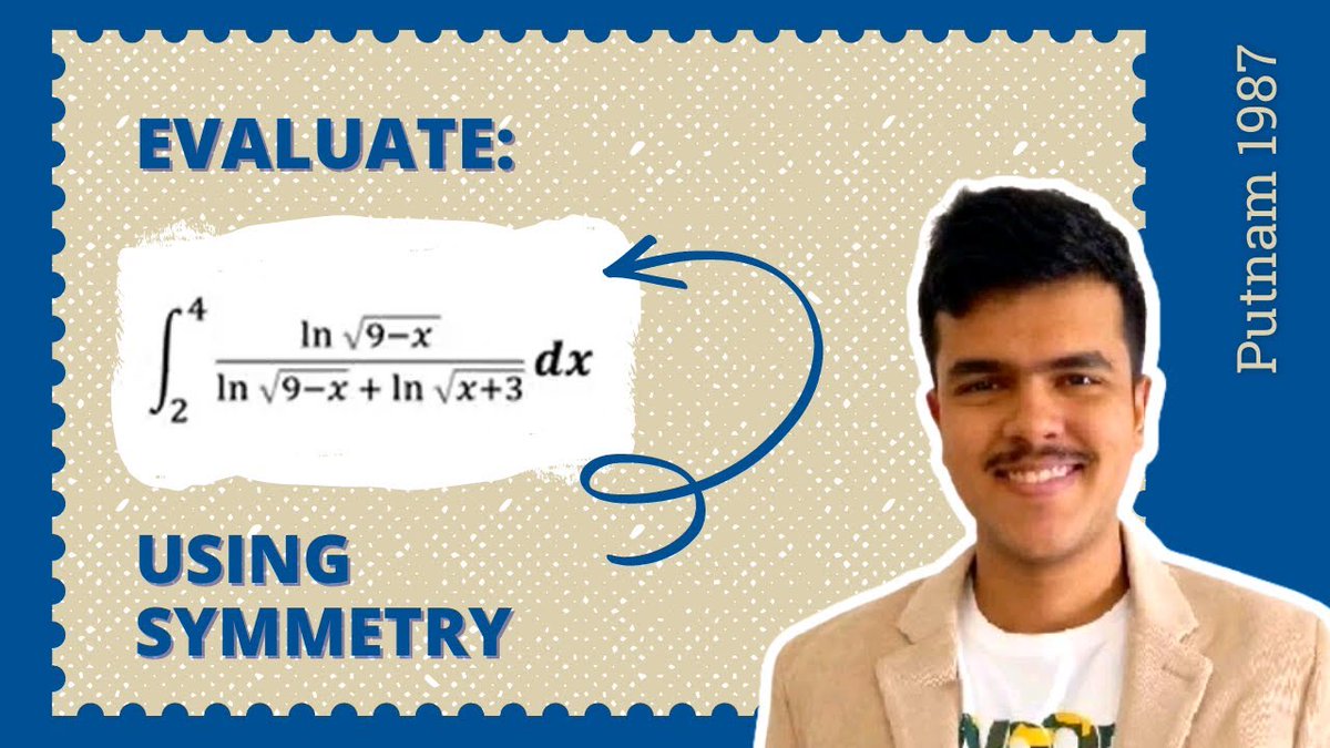 CheentaMath's tweet photo. Let's learn to solve this integration using symmetry: https://t.co/MwdZy7oizf 

Prepare for Math Olympiads with Cheenta: https://t.co/IibC809L10 

#integration #symmetry #putnam #definiteintegral #cheenta https://t.co/IUfx6KOAWk