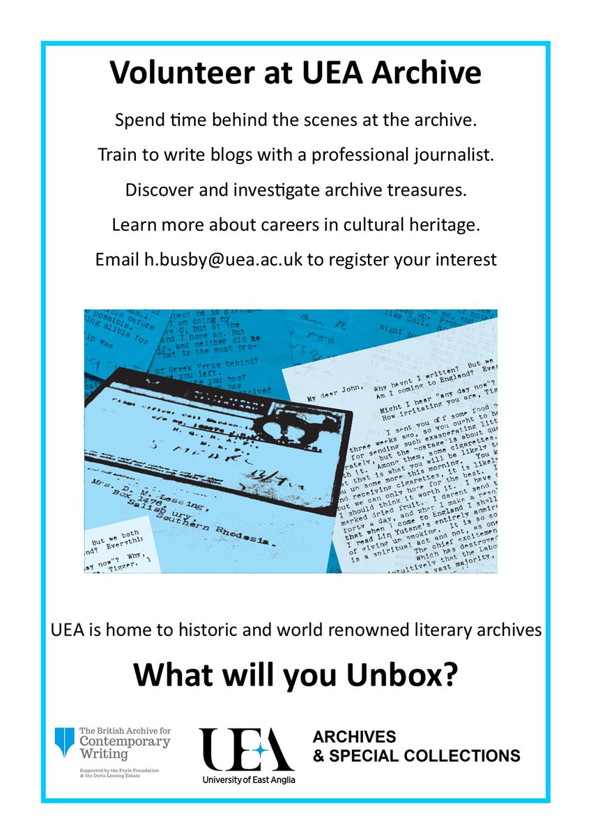 Call for Archive Volunteers! We are launching Unboxed 2023. An opportunity for UEA students to get behind the scenes at the archive, learn writing skills and find out about the cultural heritage sector.