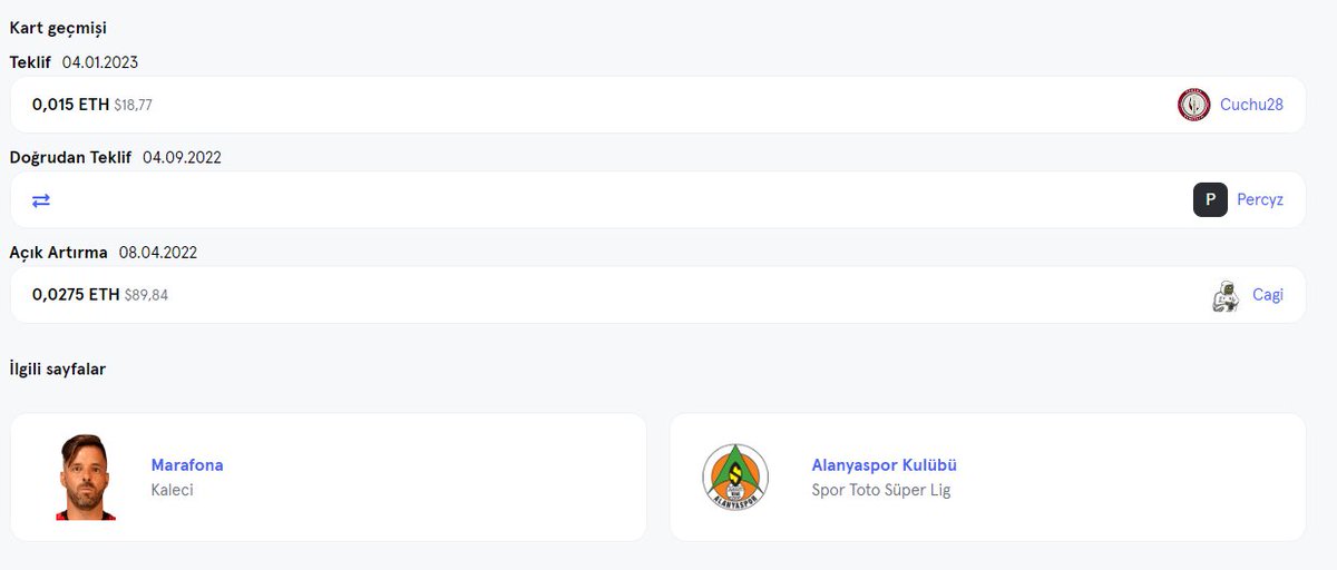 4 ay önce Cenk Gönenle takasladığım Marafonayı bugün sattım. Pacos de Ferreira haberleri çıkınca fiyatlandı.İki oyuncunu şu anki floorlarını ele alırsak güzel bi kazanım olduğunu söyleyebiliriz. #Sorare