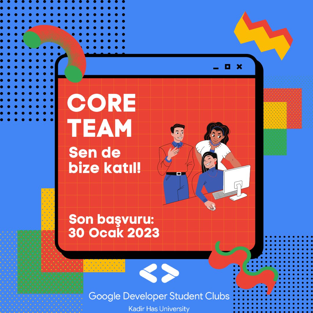 Herkese Merhabalar!

2023 Bahar yarıyılı için GDSC Kadir Has Core Team başvurularımız açılmıştır.

Sizler de Google ekosistemi içerisinde yer alıp topluluğumuzda gönüllü bir şekilde rol almak istiyorsanız formu doldurmayı unutmayın!

Form Linki: forms.gle/bsyek4QkZUdgyw…