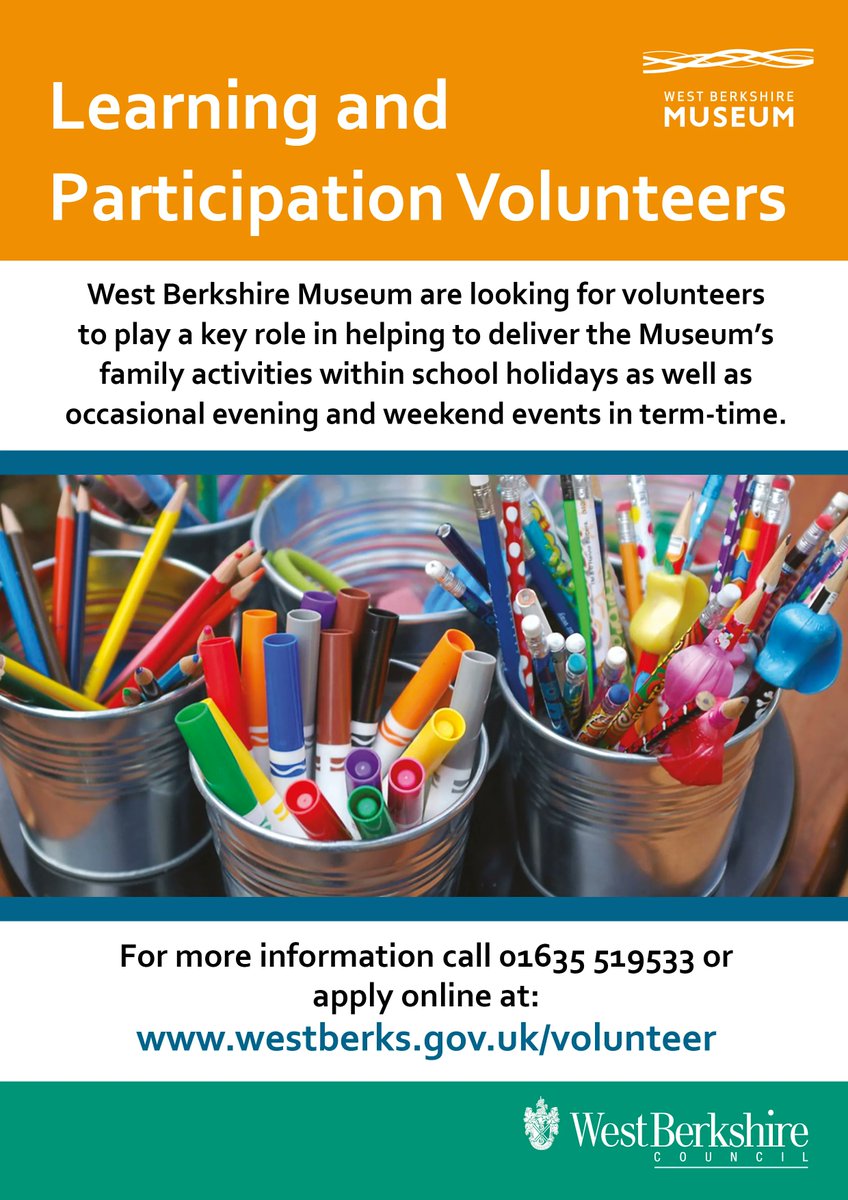 A new year, a new #volunteer role -- why not apply to be a learning and participation volunteer <a href="/WBerksMuseum/">West Berkshire Museum</a> 
The role is mainly working with families in the school holidays at our popular #craft #events. To find out more, please see the poster below #volunteering