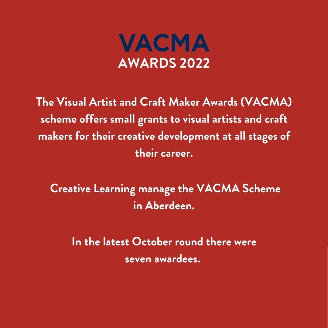 The Visual Artist and Craft Makers Awards (VACMA) scheme offer small grants to visual artists &amp; craft makers. Creative Learning manage #VACMA in Aberdeen &amp; in the latest round, 7 creatives were awarded.
Next deadline: 5pm, 7 Feb '23
Read more &amp; apply here bit.ly/2U6lD27