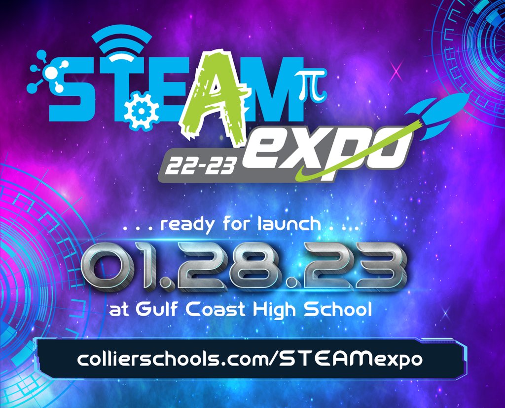 pmepelicans's tweet photo. T-minus 3…2…1 We have liftoff! Join us at this year’s STEAM Expo on Saturday, January 28, at Gulf Coast High School as we explore the wonder of space. To learn more - and to register - please visit https://t.co/l2oB7oT5Nz. #CCPSSTEAM https://t.co/X9KsWD9v9j