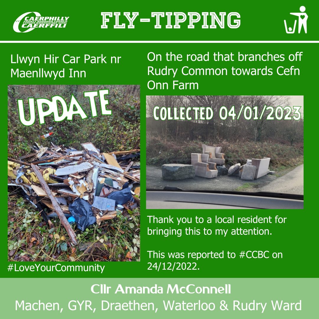 Update: Collected 04/01/2023 
Thanks to #CCBC 
#LoveYourCommunity #MachenRudryWard #FlyTipping #EnoughIsEnough ♻️