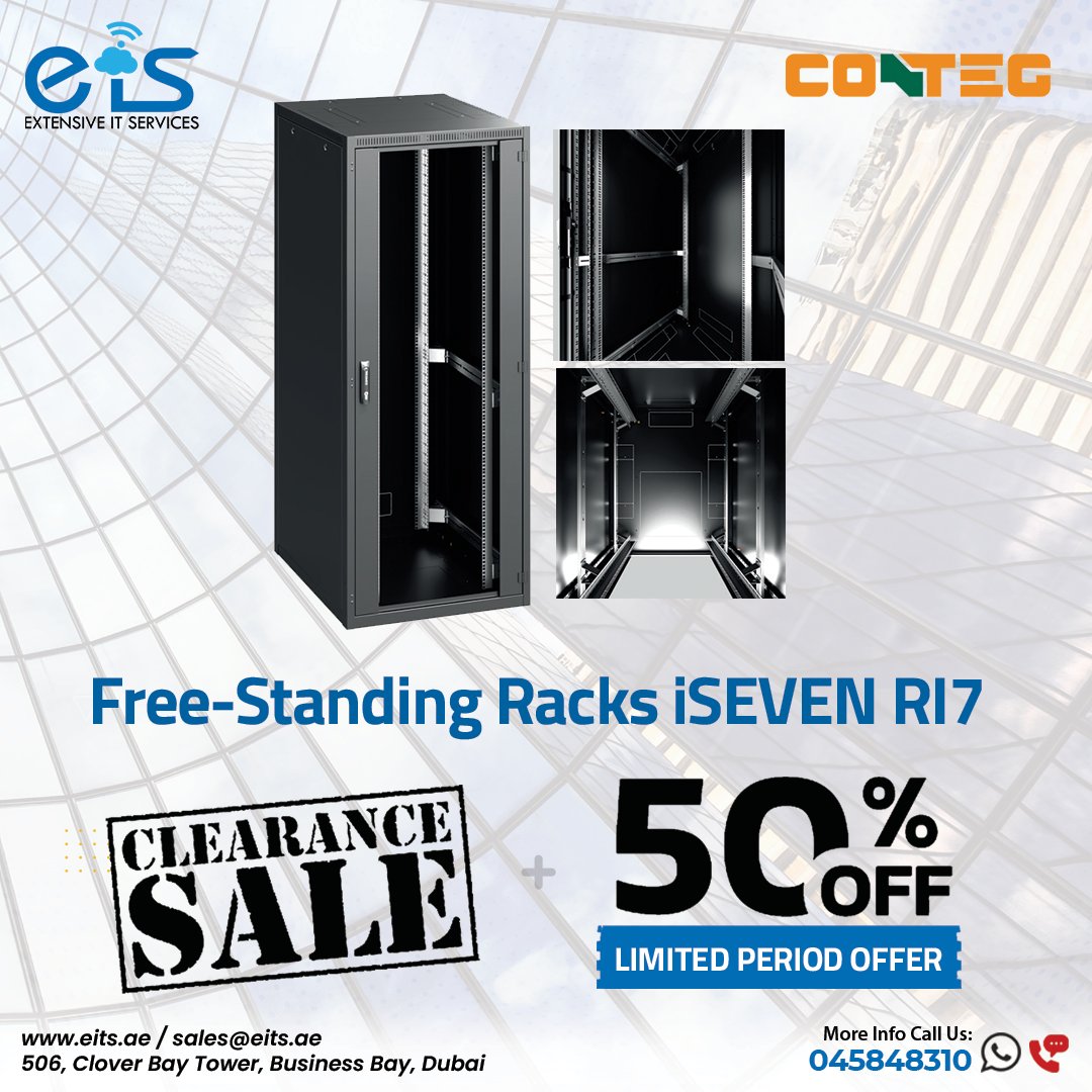 Free- Standing Racks iSEVEN RI7
Get 50% Off on Clearance Sale 
Hurry Up Now:
📞 +971 4 584 8310
📩 info@eits.com
🌐 eits.ae
#itservices #extensiveitservices #eis #racksystem #racksforsale #uae #supersale #flashsale #StockClearanceSale #stucturedcablingsolutions