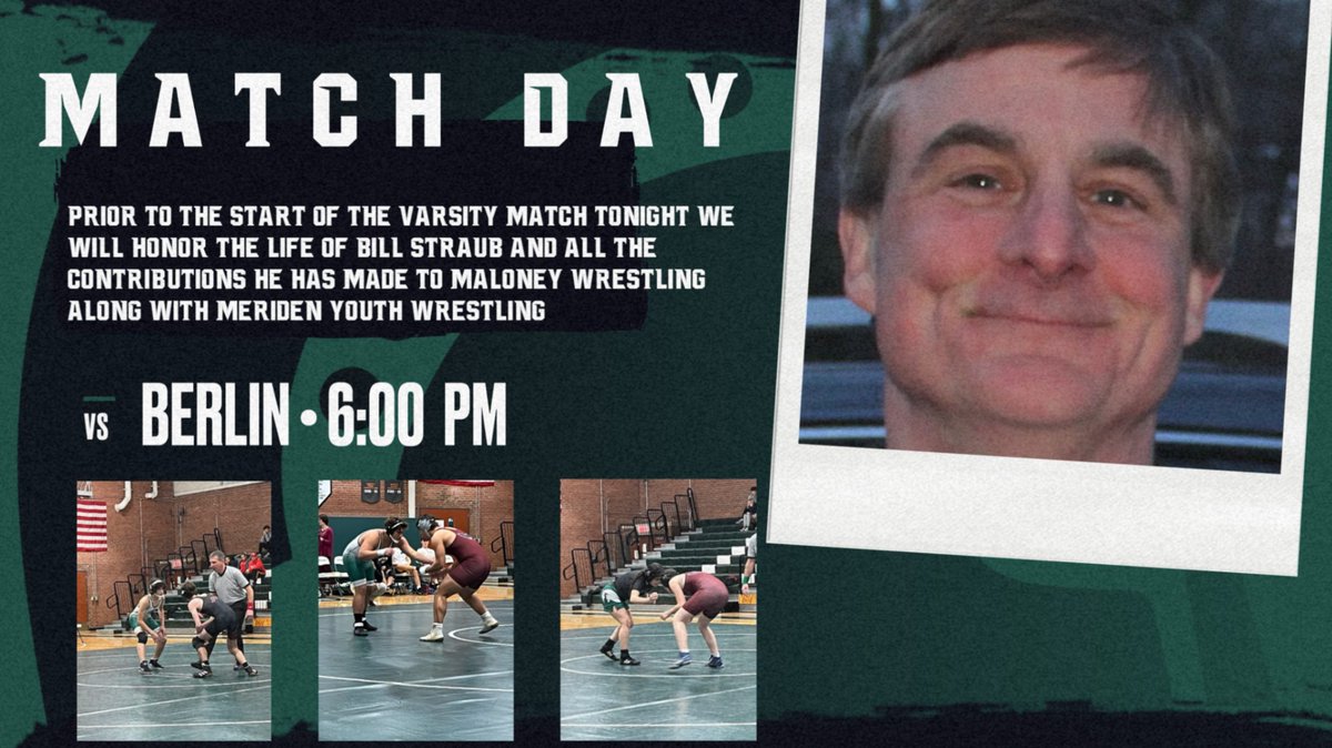 Come out and support the wrestling team tonight as they take on Berlin. We will honor the late Bill Straub prior to the varsity match. If you can't make  in person  you can watch it online on the NFHS Network @sportsRJ