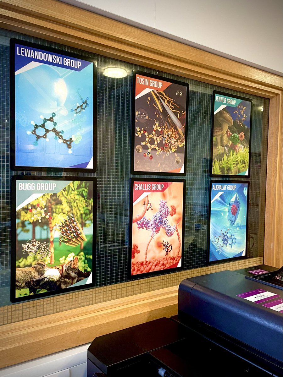 MunroPassmore's tweet photo. A colourful start to 2023 🎇 

Very surreal to see my posters at the entrance to our chemical biology labs @warwickchem - I had so much fun making them and it’s amazing to see them up! https://t.co/0YgwQJYLez