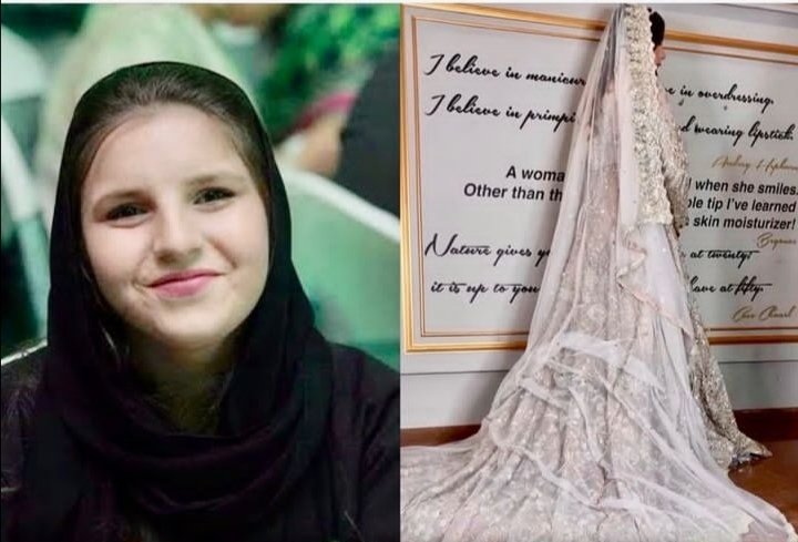 hellopakistanhh's tweet photo. #ShahidAfridi's daughter #AqsaAfridi's Nikkah look revealed. https://t.co/KZuQIpOcB5