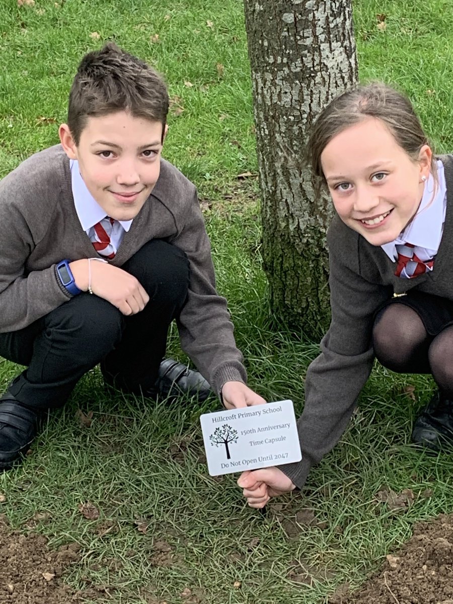 hillcroftps's tweet photo. Our Head Boy and Head Girl enjoyed burying our timecapsule the whole of the school contributed to, with a journalist from the Tandridge Independent, in celebration of Hillcroft's 150th Birthday. https://t.co/hDWggErhBb