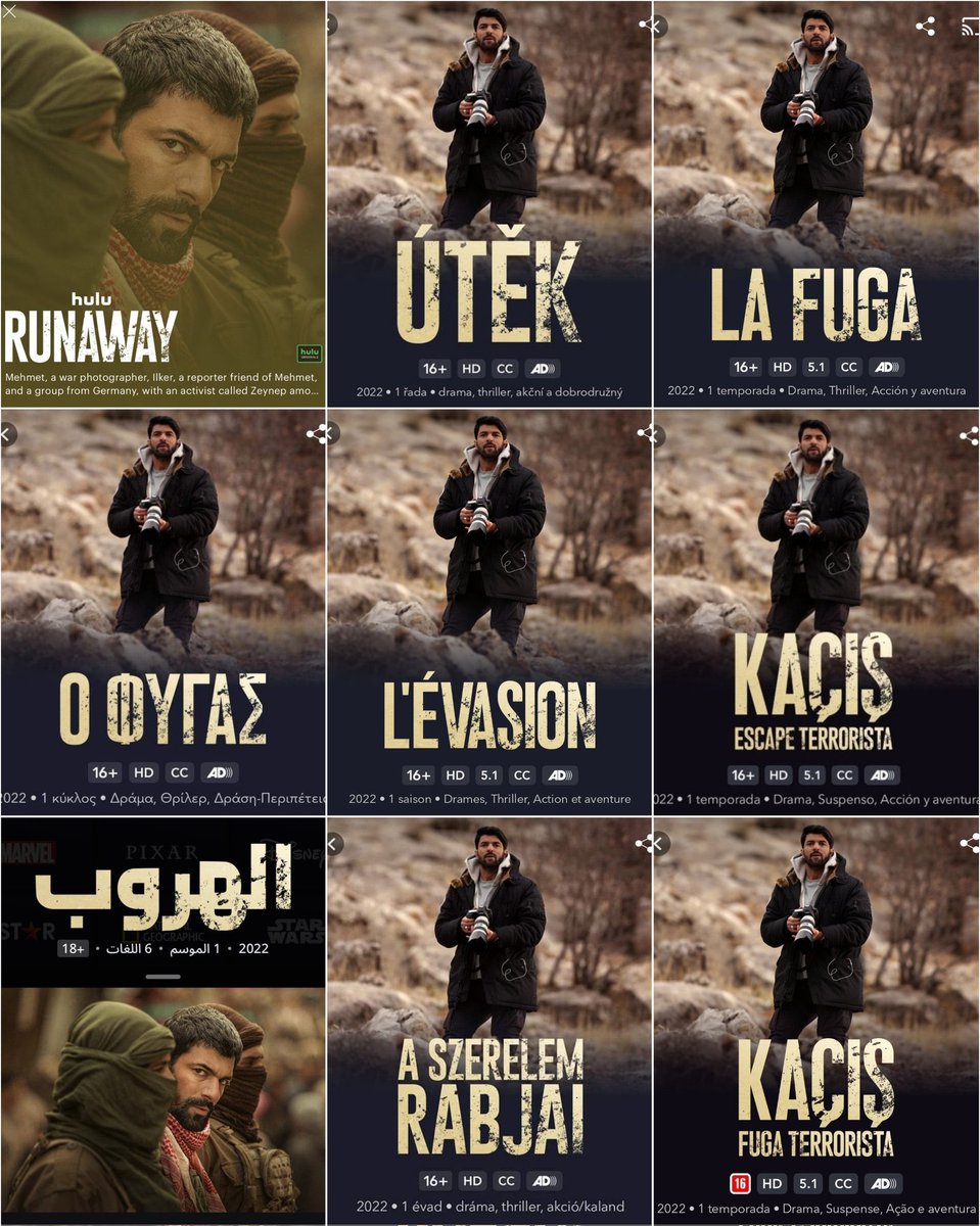 Nurcan6619's tweet photo. #EnginAkyürek imzalı @DisneyPlusTR'nin ilk Türk orijinal dizisi #Kaçış bugün itibariyle, #DisneyPlus (Avrupa, MENA), #Hulu (ABD), #StarPlusLA , #StarPlusBR gibi platformlar aracılığıyla dünyaya açıldı 💫
#Runaway @hulu
#Kaçış @DisneyPlus
#AFuga @StarPlusBR
#LaFuga @StarPlusLA https://t.co/GwLLhkmmmt