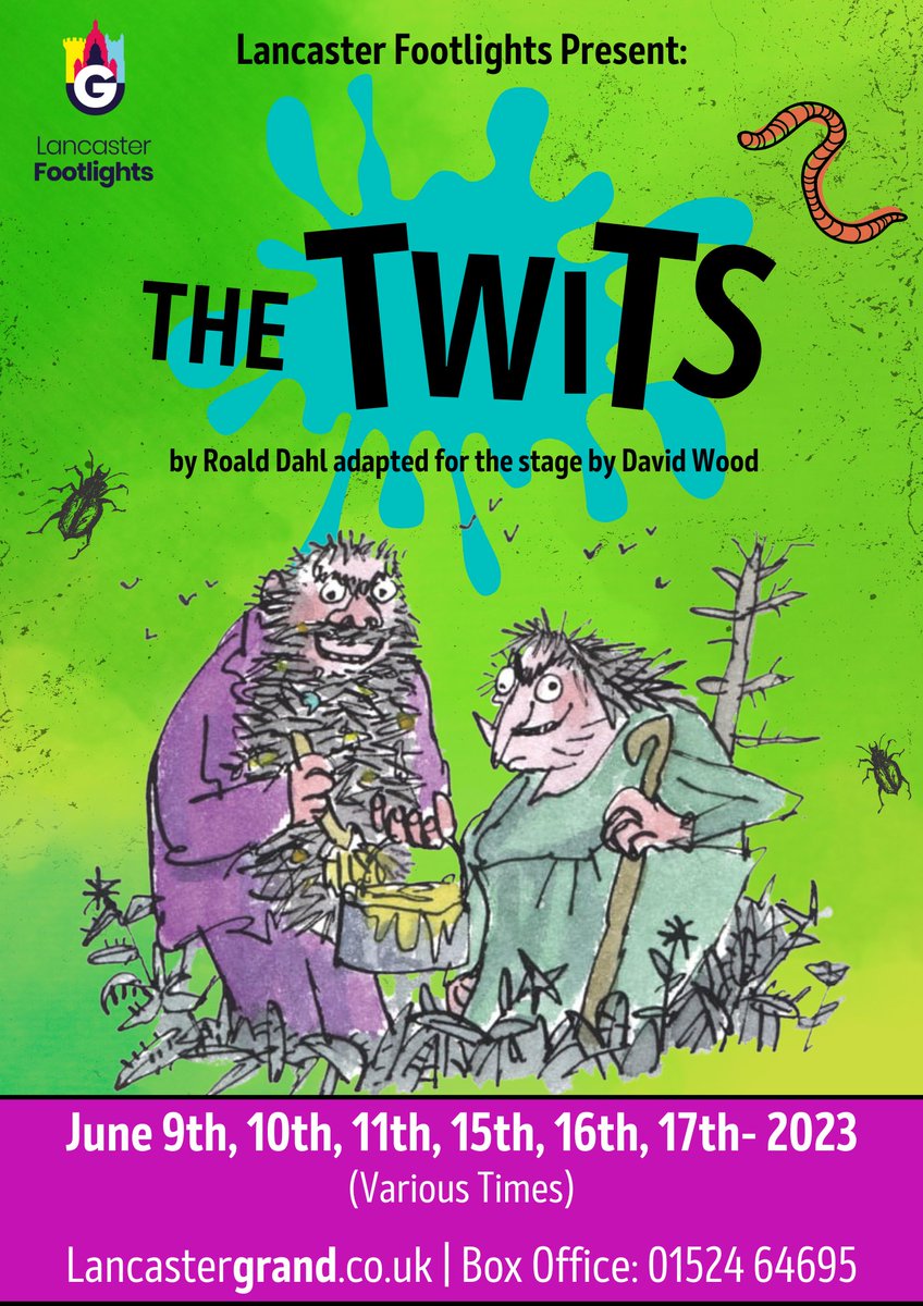 New on Sale 🐒

Lancaster Footlights present: 

The Twits 🥧
by Roald Dahl adapted by David Wood

📅 Friday 9th - Saturday 17th June (various times and dates)
Fun for all the family 👨‍👩‍👧‍👦
BOOK YOUR TICKETS NOW 🎟👇
lancastergrand.co.uk/shows/the-twit…
Box Office: 01524 64695

#lancaster #whatson