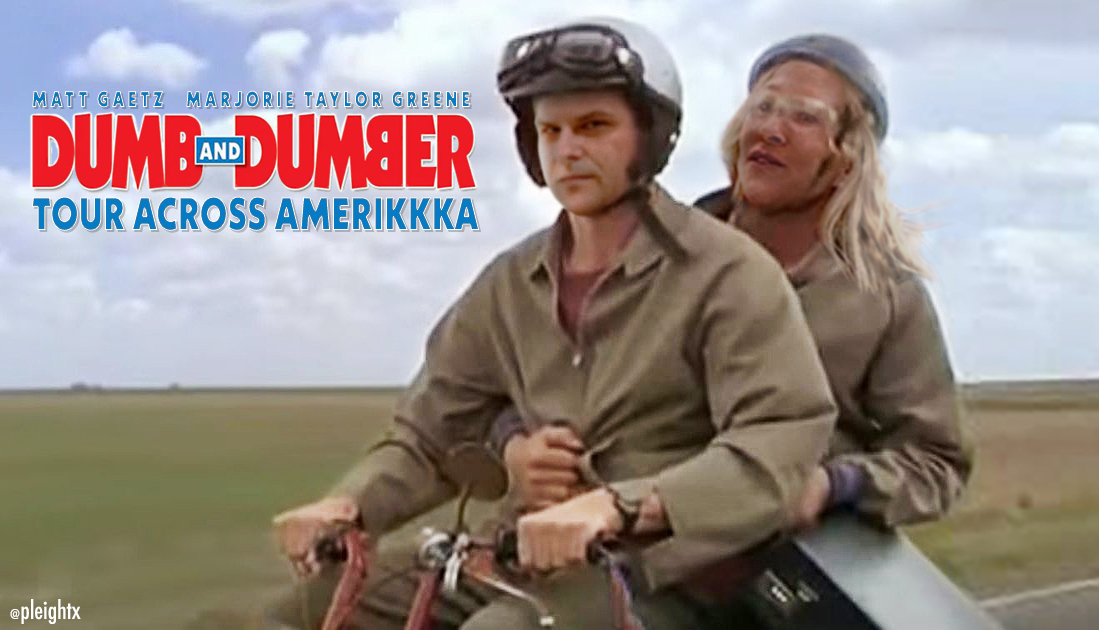 1DESTROYTHEGOP's tweet photo. Dumb and dumber? Any two @GOP politicians standing next to each other.
The titles are interchangeable.
@GOP #GOPClownShow #RepublicanHouseClownShow #RepublicansHaveNothingToOffer #RepublicansCantGovern #RepublicansAreTheProblem
#GaetzIsAPedo #MarjorieNaziGreene https://t.co/DjhtvaLzLy