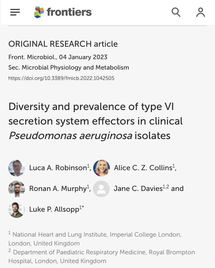 Starting the new year right with our story being published in <a href="/FrontMicrobiol/">Frontiers - Microbiology</a> today! Give our #T6SS #Pseudomonas effector diversity in clinical isolates study a read! #microbiology #phdlife <a href="/luke_allsopp/">Luke Allsopp</a>, @janedaviescf <a href="/Mic_Ro_/">Ronan A. Murphy PhD</a> frontiersin.org/articles/10.33…